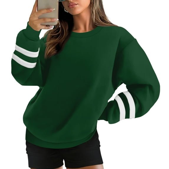 Sweatshirt for Women Women's Fashion Casual Round Neck Loose Long Sleeve Solid Color Sweatshirt