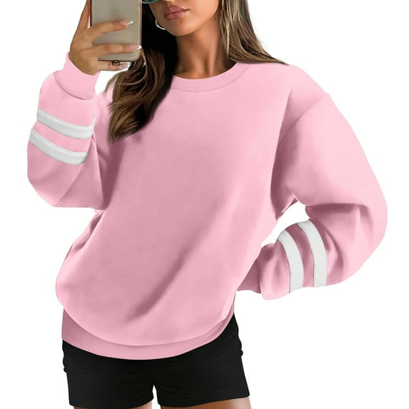 Sweatshirt for Women Women's Fashion Casual Round Neck Loose Long Sleeve Solid Color Sweatshirt