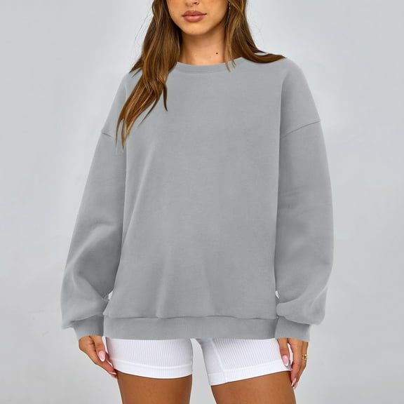 Sweatshirt for Women Women's Fashion Casual Round Neck Loose Long Sleeve Solid Color Sweatshirt