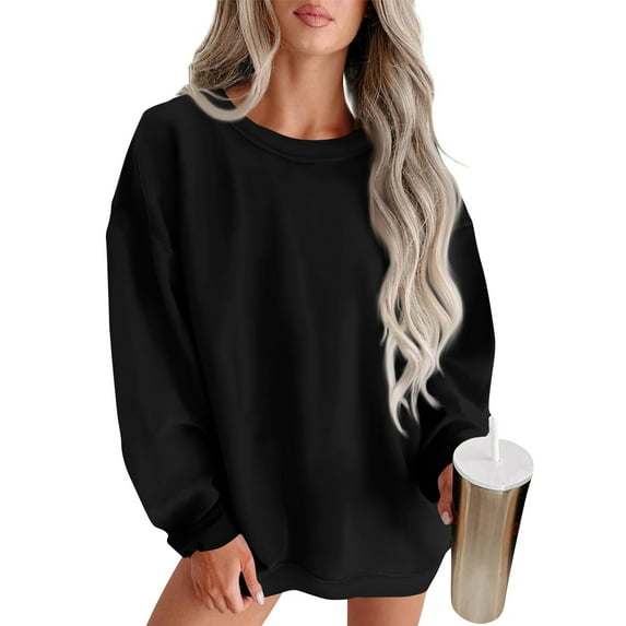 Sweatshirt for Women Women's Fashion Round Neck Solid Color Long Sleeve Sweatshirt Top