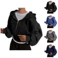 thumbnail image 1 of Sweatshirt for Women Women's Solid Color Sweatshirt Women Solid Hooded Sweatshirt Zipper Pocket Long Sleeve Hoodie Top, 1 of 5