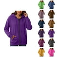 thumbnail image 1 of Sweatshirt for Women Women's Solid Sweatshirt Women's Fashionable Casual Pocket Zipper Long Sleeved Hooded Solid Color Sweatshirt, 1 of 5