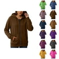 thumbnail image 1 of Sweatshirt for Women Women's Solid Sweatshirt Women's Fashionable Casual Pocket Zipper Long Sleeved Hooded Solid Color Sweatshirt, 1 of 5