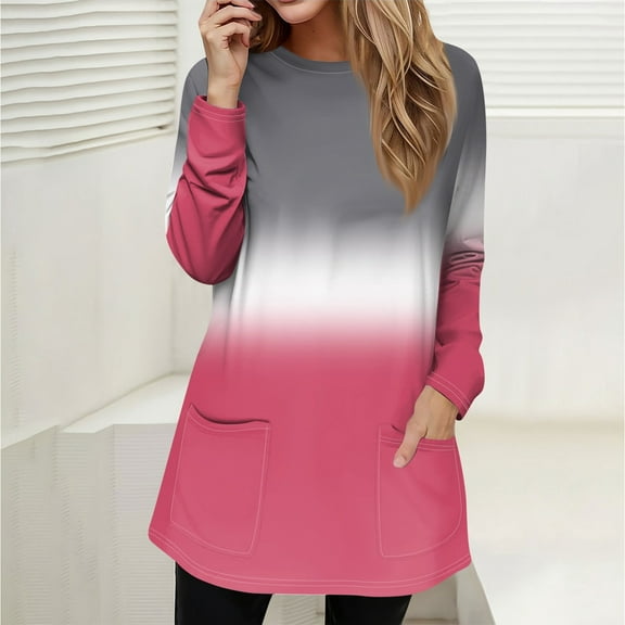 Sweatshirt for Women Women's Sweatshirt Pullover Active Sportswear Pocket Print Casual Round Neck Long Sleeve Top