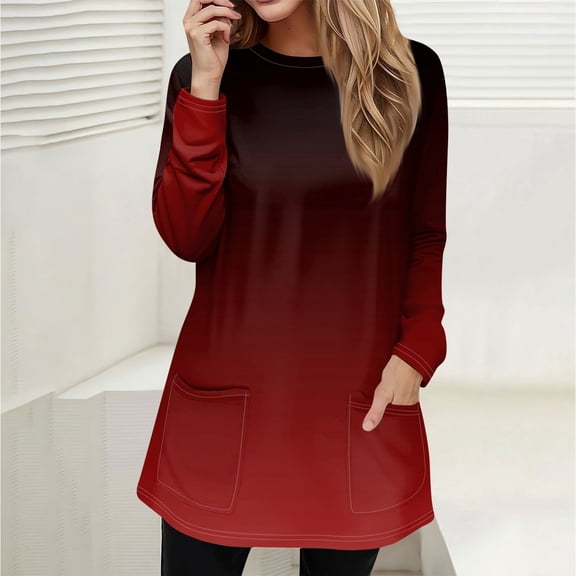 Sweatshirt for Women Women's Sweatshirt Pullover Active Sportswear Pocket Print Casual Round Neck Long Sleeve Top