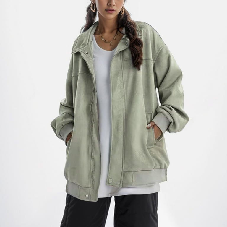 Casual loose zip lapel sweatshirt deals