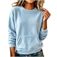thumbnail image 1 of Sweatshirt for Women with Pockets Lightweight Long Sleeve Round Neck Sweatshirt Keep Warm Tops, 1 of 6