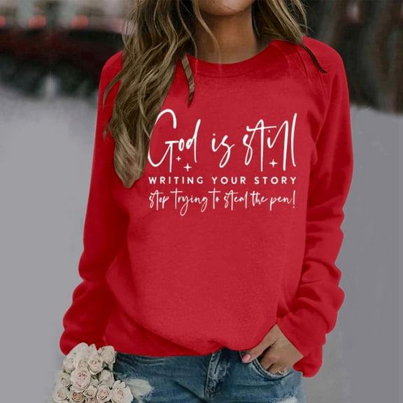 Sweatshirt for Womens Long Sleeve Sweatshirt Pullover Women Red Sweatshirt Fall Clothing Women Comfy Clothes