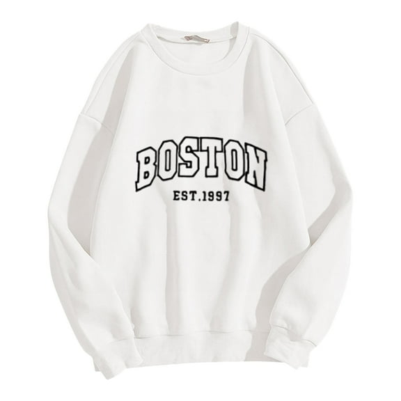 Sweatshirt for Womens Long Sleeve Sweatshirt Women Pullover White Comfort Colors Crewneck Sweatshirt Fall Clothing Trending Clothes