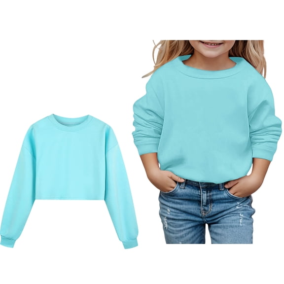 Sweatshirts for Boys Long Sleeve Blue Sweatshirt Girls Crewneck Loose Fit Pullover Tops Fall Winter Clothes Sweat Shirts for Girls 6-7 Years Boys Girls Fashion