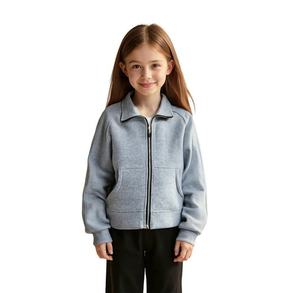 Sweatshirts for Boys Long Sleeve Girls Zipper Grey Sweatshirt Crewneck Sweatshirts Pullover Tops Fall Clothes Clothes for Kids 11-12 Years Boys Girls Fashion