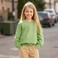thumbnail image 1 of Sweatshirts for Boys Long Sleeve Green Sweatshirt Girls Crewneck Loose Fit Pullover Tops Warm Fall Winter Clothes Preppy Sweatshirts for Girls 9-11 Years, 1 of 4
