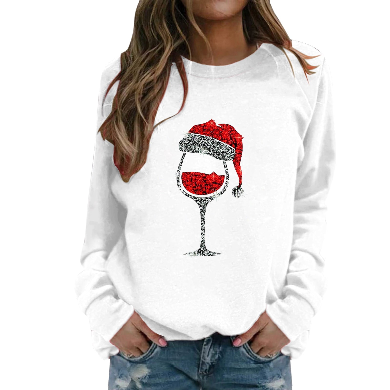 Sweatshirts Christmas Jumper Crew Neck Long Sleeve Christmas Jumper ...