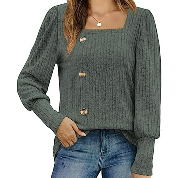 Sweatshirts Sweatshirt for Women Graphic Y2k Solid Color Blouses for Women Dressy Long Sleeve Fall Tops Ribbed Knit Pullover Sweater