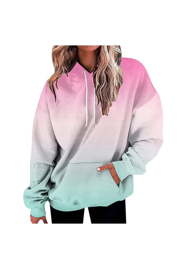 Sweatshirts Fall Women's Fashion Printed Pocket Long Sleeve Blouse Casual Tops Sweatershirt Button Hoodies