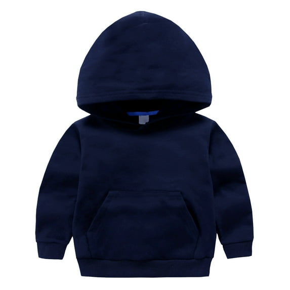 Sweatshirts For Girls Winter Toddler Kids Boys Girls Fashion Cute Color Long Sleeved Casual Sports Tracksuits Hooded Baby Girls' Tops Navy 5-6T
