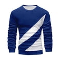 thumbnail image 1 of Sweatshirts For Men Color Blocked Solid Long Sleeve Round Neck Sweaters For Men,Blue,XL, 1 of 4