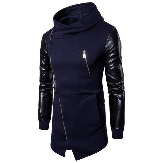 Sweatshirts For Men Fashion Hoodies Sweatshirts Gothic Zipper Side Lace Up Jacket Loose Outwear Navy Active Fit Thermal Pullover Top For Mens