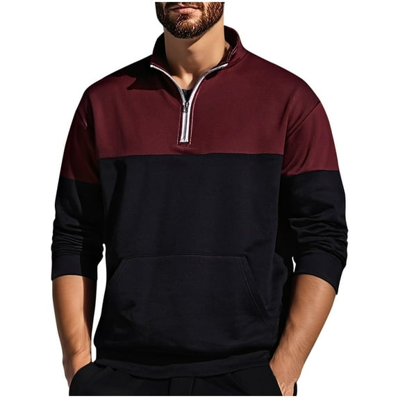 Sweatshirts For Men Sevevn Mens Quarter Zip Pullover Sweatshirt Slim Fit Mock Neck Casual Color Blocking Shirt