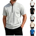 thumbnail image 1 of Sweatshirts For Men Short Sleeve Zip Up Mock Neck Sweatshirt Relaxed Fit Mens Casual Pullover Top with Pocket, 1 of 7