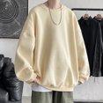 thumbnail image 1 of Sweatshirts For Men Solid Casual Loose Fit Crew Neck Shirts Soft Comfoty Long Sleeve Pullover Tops Spring Fall Outfits Clothes Beige L, 1 of 2