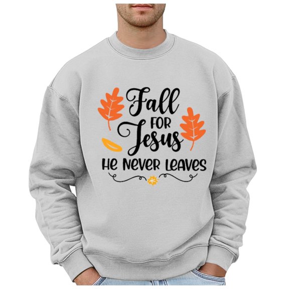 Sweatshirts For Men Thanksgivingplus Size Fashion Holiday Logo Print Hip Hop Oversized Mens Casual Clothing,Grey,2XL