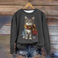 thumbnail image 1 of Sweatshirts For Women 2024 Fall Outfit Trendy Cute Printed Shirt Loose Fitting Round Neck Long Sleeve Hoodless Sweatshirts Tops Dark Gray L, 1 of 4