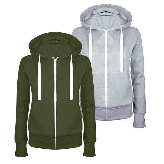 Sweatshirts For Women Casual Hooded Slim Zipper Fleece Army Green Fall Jackets 2025 Winter Clothes ( S )