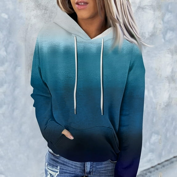 Sweatshirts For Women Loose Fit Women's Fashion Casual Long Sleeve Gradient Print Hooded Sweatshirt