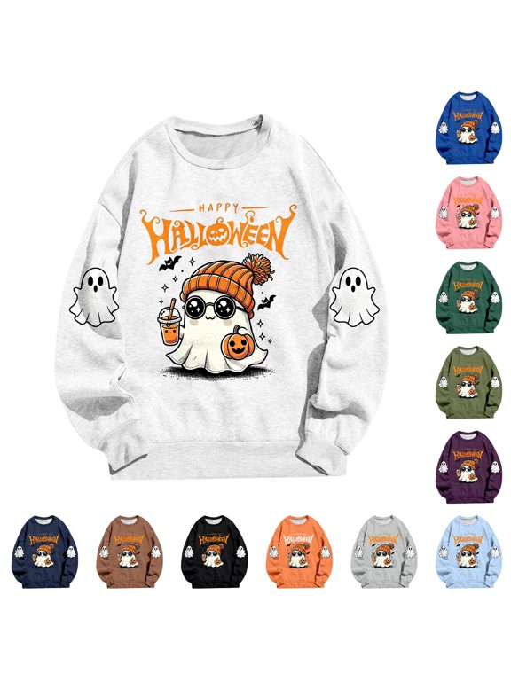 Sweatshirts For Women Trendy Oversized Halloween Crewneck Sweatshirt Funny Pullover Cozy Fall Winter Casual Long Sleeve Loose Fittop