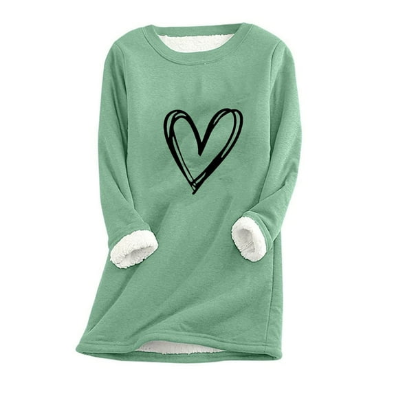 Sweatshirts For Women Trendy Plus Size Basic Tops for Winter Casual Fashion Plush Warm Long Sleeve Round Neck Top