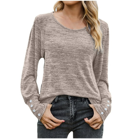 Sweatshirts For Women Trendy Zip Up Womens Tops Clearance Under $5 Long Sleeve Button Casual Round Neck Sweatshirts