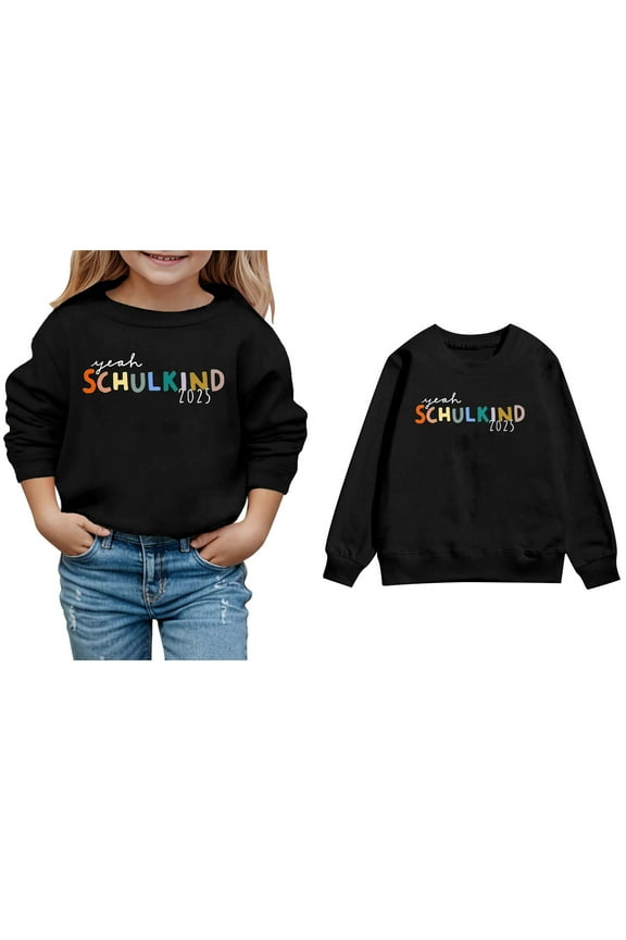 Sweatshirts Girls Long Sleeve Black Sweatshirt Girls 2025 Back to School Outfits Fall Clothes Little Girls Clothes Size 5-6 Years