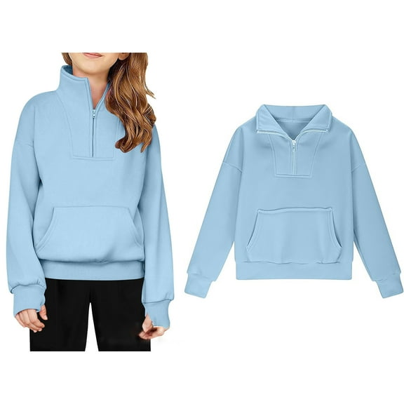 Sweatshirts Girls Long Sleeve Light Blue Sweatshirt Girls Oversized Crewneck Sweatshirts Fall Winter Clothes Little Girls Clothes 5-6 Years Boys Girls Fashion