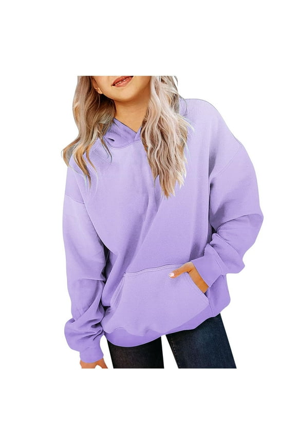 Sweatshirts for Girls Size 8 Teen Hoodies Preppy Crew Neck Pullover Hoodies with Pockets Long Sleeve Tops Gradual Print Shirts Blouses Fall Clothes Blusas Para NiñAs Purple 11 Years