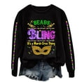 thumbnail image 1 of Sweatshirts Hoodies for Women Long Sleeve Crew Neck Winter Fall BEADS & BLING It's A Mardi Gras Thing Letter Print Top Casual Tops, 1 of 4