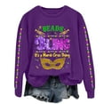 thumbnail image 1 of Sweatshirts Hoodies for Women Long Sleeve Crew Neck Winter Fall BEADS & BLING It's A Mardi Gras Thing Letter Print Top Casual Tops, 1 of 4