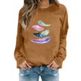 thumbnail image 1 of Sweatshirts Hoodies for Women Long Sleeve Crew Neck Winter Fall Feather Print Fashion Top Casual Tops, 1 of 4
