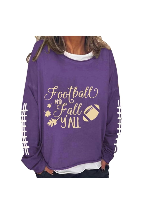 Sweatshirts Hoodies for Women Long Sleeve Crew Neck Winter Fall Monogram Printed Loose Round Neck Top Casual Tops