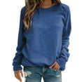 thumbnail image 1 of Sweatshirts Hoodies for Women Long Sleeve Crew Neck Winter Fall Solid Colour Round Neck Pullover Top Casual Tops, 1 of 4