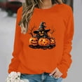 thumbnail image 1 of Sweatshirts Jacket for Women Plus Size Halloween Printed Long-sleeved Round-neck Loose Casual Sweatshirt Orange L, 1 of 6