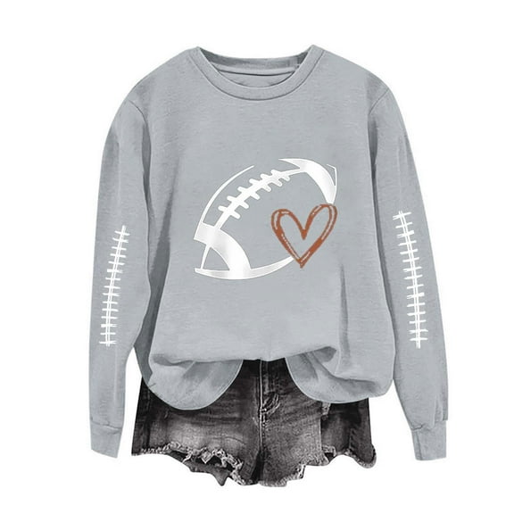 Sweatshirts Jacket for Women Plus Size Rugby Printed Long Sleeved Loose Casual Sweatshirt Gray L