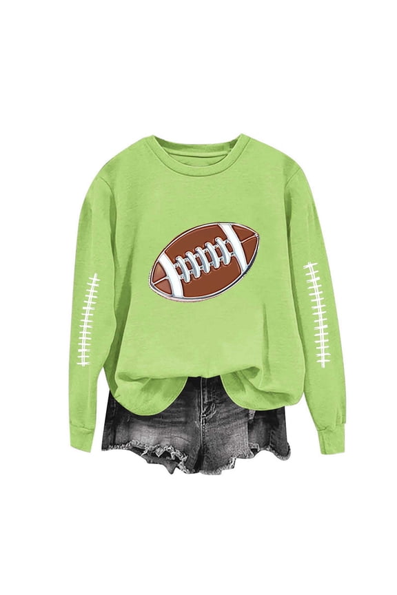Sweatshirts Jacket for Women Plus Size Rugby Printed Long Sleeved Loose Casual Sweatshirt Green L