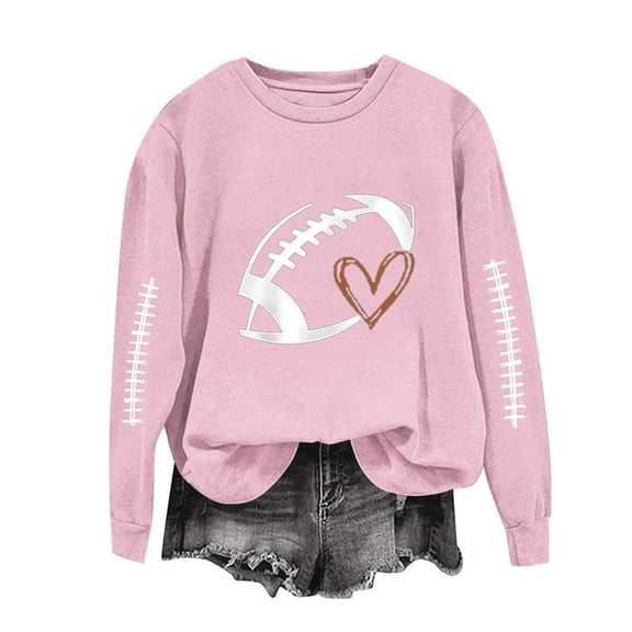Sweatshirts Jacket for Women Plus Size Rugby Printed Long Sleeved Loose Casual Sweatshirt Pink L