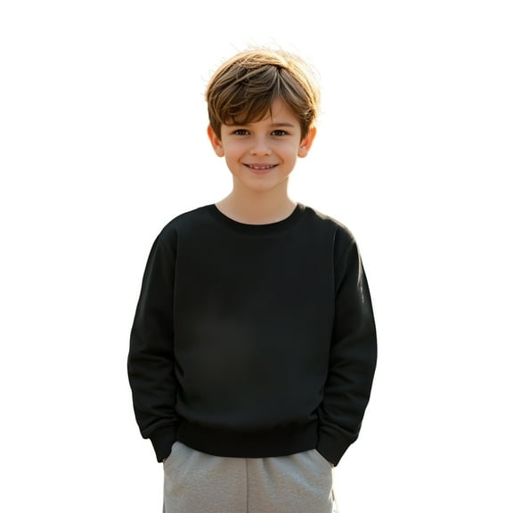 Sweatshirts Long Sleeve Black Sweatshirts Crewneck Pullover Tops Fall Clothes Clothes for Kids 9-11 Years Boys Girls Fashion