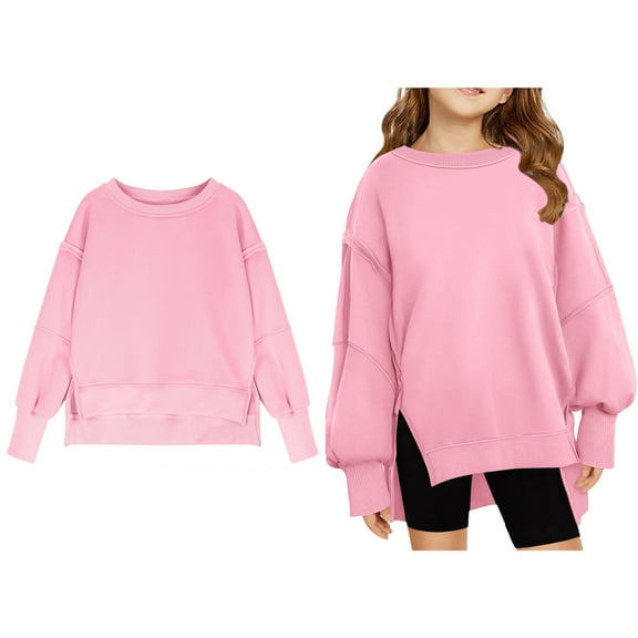 Sweatshirts Long Sleeve Girls Pink Sweatshirt Crewneck Pullover Tops Fall Clothes 9-10 Years Girl Clothes Boys Girls Fashion