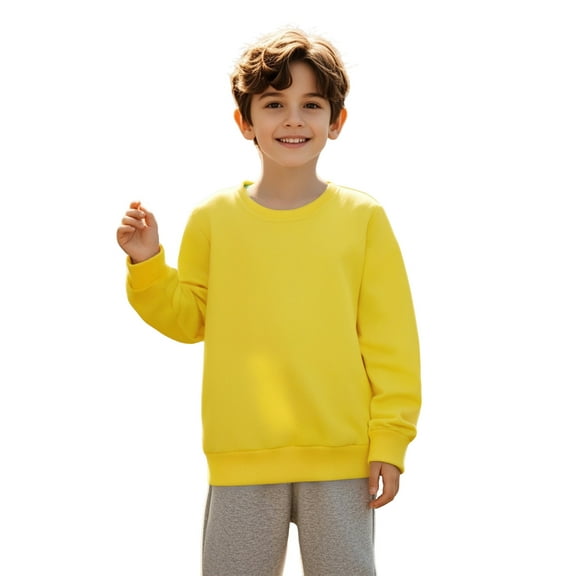 Sweatshirts Long Sleeve Kids Yellow Sweatshirt Crewneck Loose Fit Pullover Tops Winter Clothes Girls Clothes 5-6 Years Boys Girls Fashion