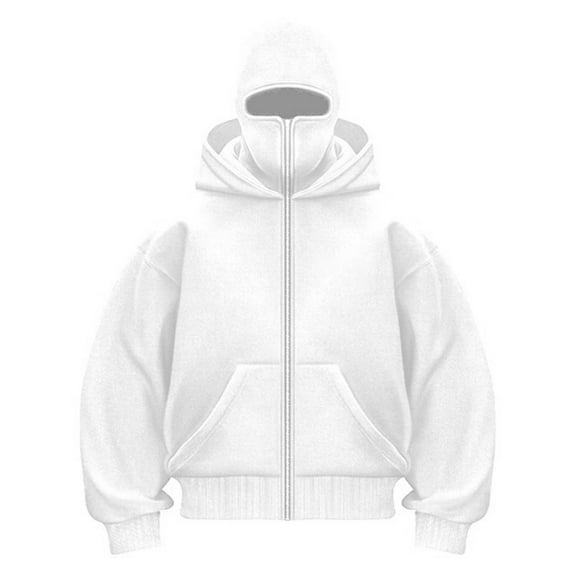 Sweatshirts For Men Balaclava Hoodie Balaclava Hoodie with Face Mask Built In, Fashion Double Hooded Ski Mask Hoodie, Masked Hoodies Men Zip Y2k Jacket