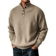 thumbnail image 1 of Sweatshirts Men Knit Quarter Zip Sweater Pullover Top Loose Stand Collar Long Sleeve for Fall Winter Spring Beige L, 1 of 4
