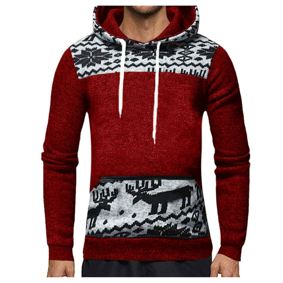 Sweatshirts for Men Lad Hoodie Seashell Sweatshirt Mens Size Small Sweat Shirts Hooded Zip up Jacket Men Home Men's Autumn& Winter Patchwork Long Sleeve Tether Hooded Christmas Sweatshirt Red 3XL